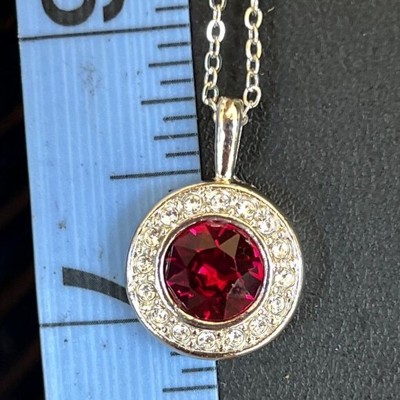 Ruby Halo Necklace with Swarovski Crystals - Picture 5 of 13